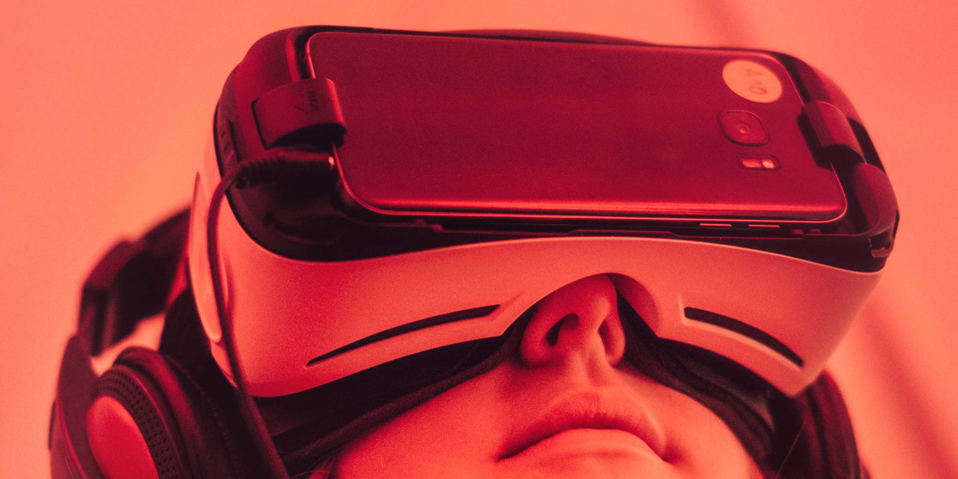 a person wearing a VR headset as part of the content marketing trends